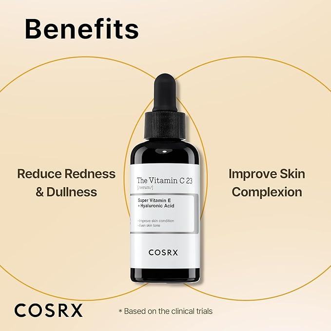 COSRX Pure Vitamin C 23% Serum with Vitamin E & Hyaluronic Acid, Brightening & Hydrating Facial Serum for Fine Lines, Uneven Skin Tone & Dull Skin, 0.7oz/20g, Korean Skin Care
