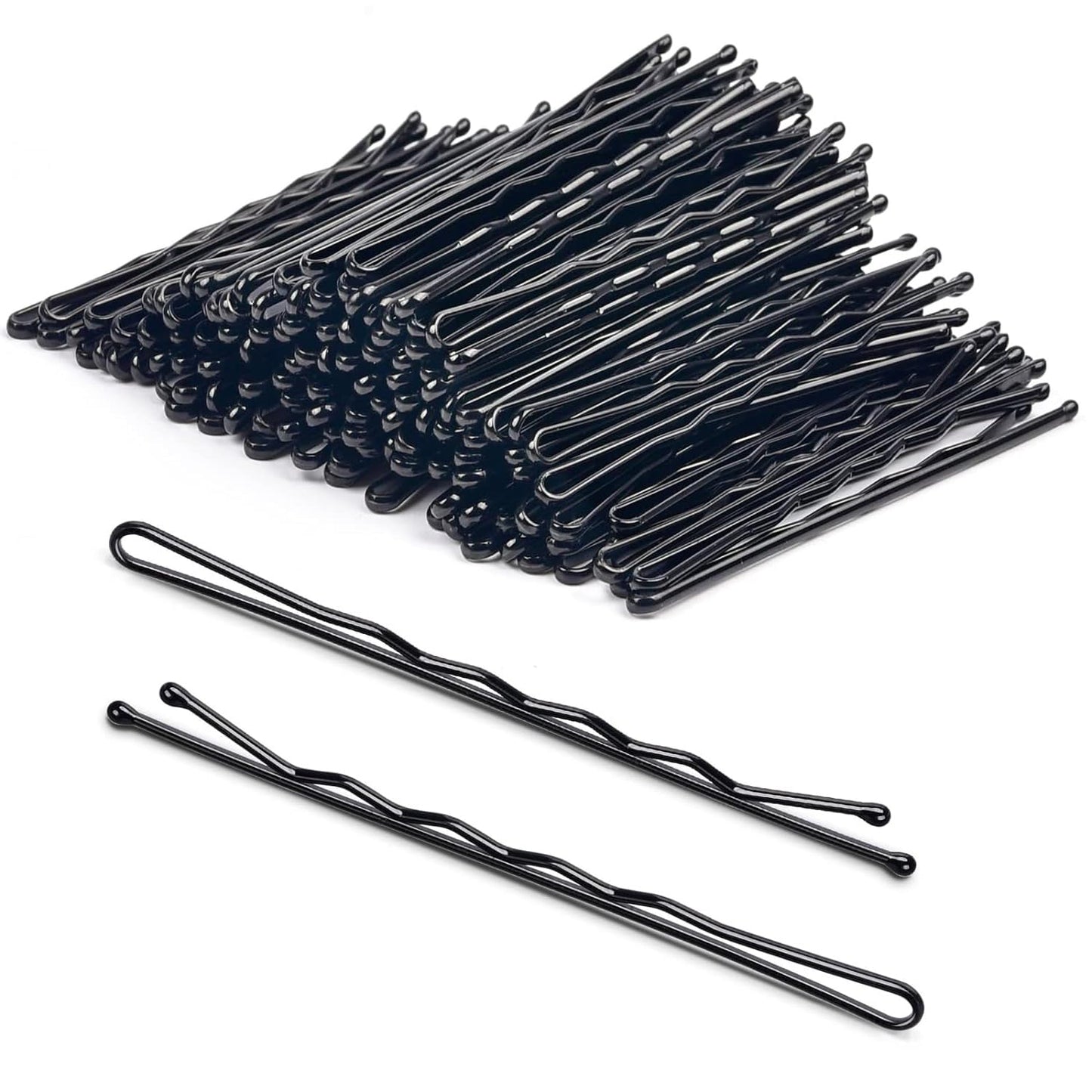 2 Inch Black Hair Bobby Pins Metal Clips Twisted Spiral Curved with Ball Tips Non-slip Decorative Long Short for Women Girls Nickel Free Hairdressing Wedding Accessories with Case 100 PCS