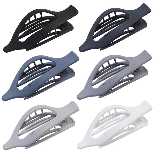 Flat Hair Clip 6 pcs Lay Down Claw Clips Hair Accessories for Women -Grey