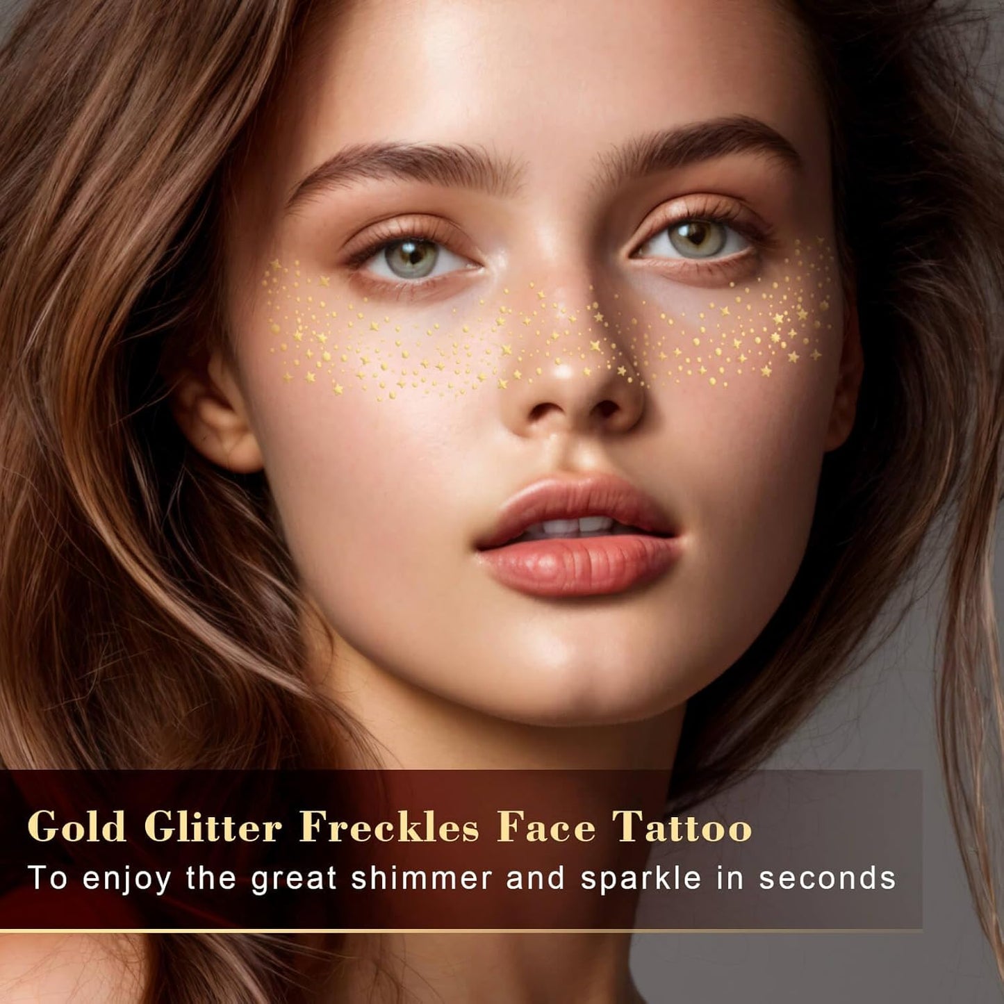 MEICOLY Silver and Gold Face Glitter,Glitter Freckles Face Tattoo for Women Kid,Gold Freckles,Silver Glitter Freckles,Sparkle Makeup Patches,Sparkle Freckles Speckles Patches,6 Count,3 Gold+3 Silver
