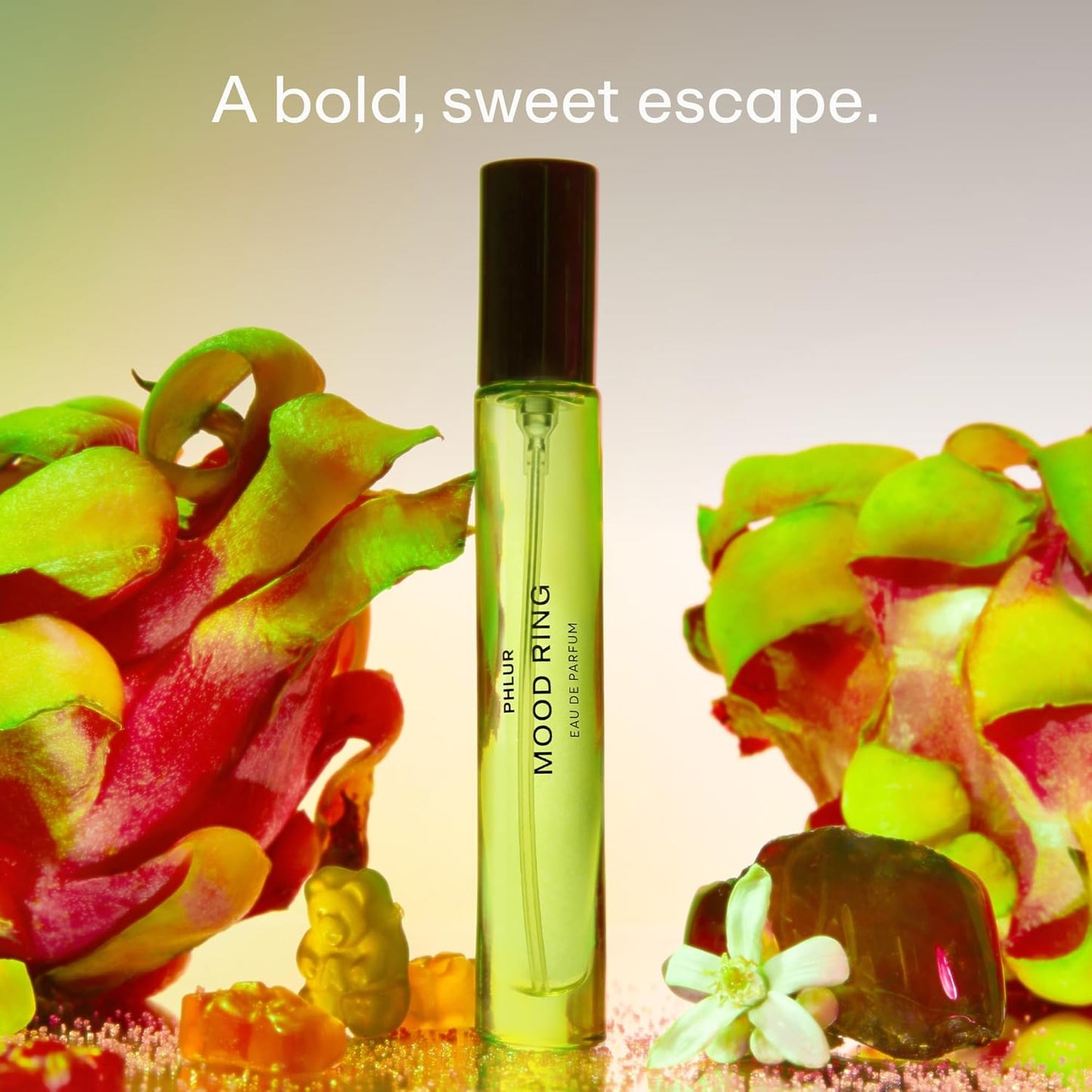 PHLUR Mood Ring Eau de Parfum - Travel Size Perfume for Women & Men Fragrance - Sweet Fruity Floral Perfume with Orange, Jasmine, Patchouli, Fruit Gummies & Amber (9.5mL)
