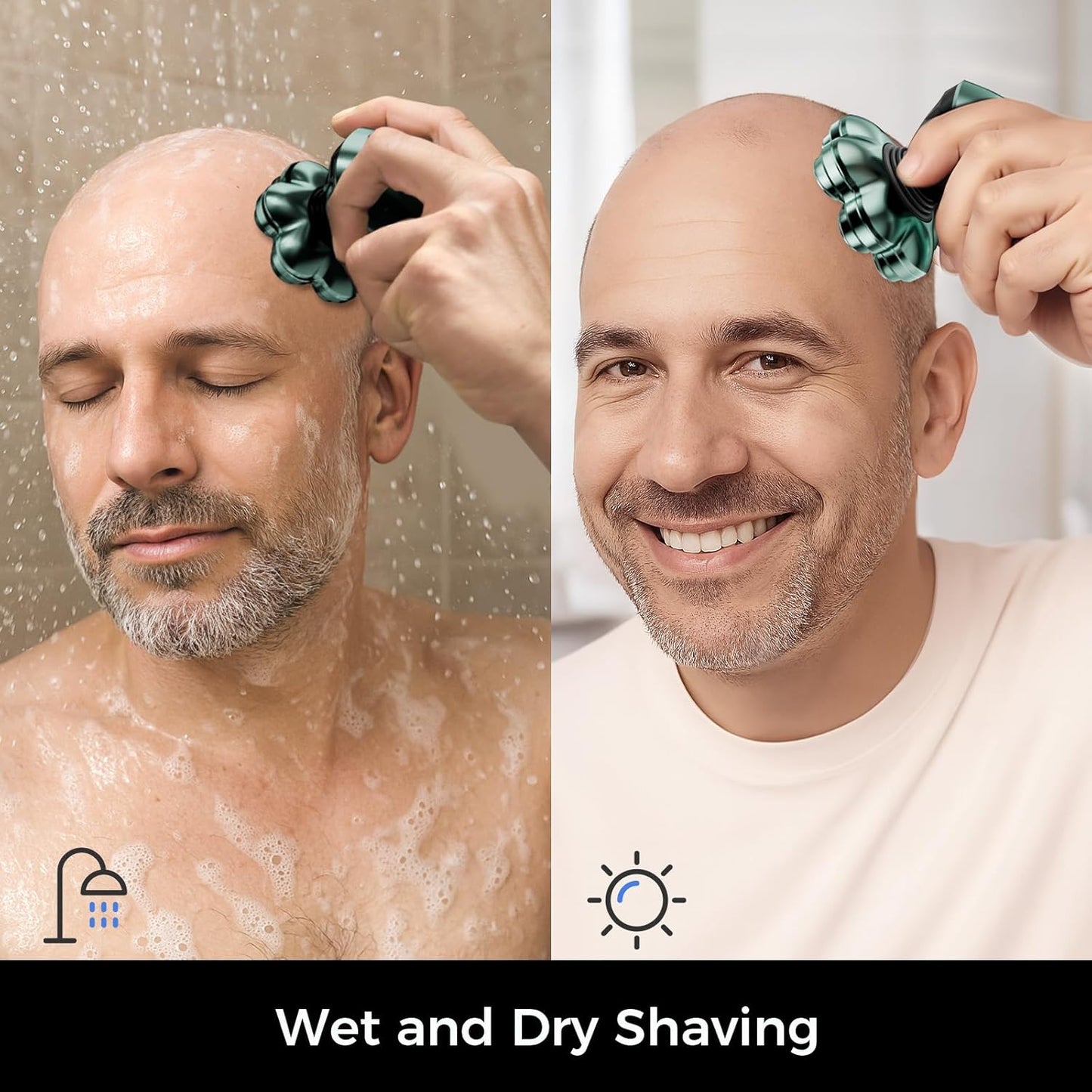 Head Shavers for Bald Men - 7D Arc Magnetic Detachable Electric Razor, Waterproof Wet Dry 5-in-1 Electric Shaving & Grooming Kit, LED Display Rechargeable Head & Body Hair Shaver, Dark Green