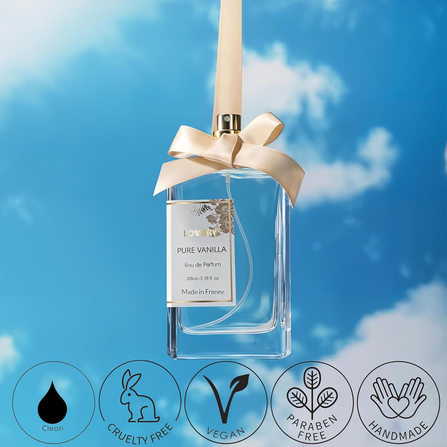 Pure Vanilla Perfume for Women, 3.38 fl oz, Made in France Long-Lasting Eau de Parfum Sweet Vanilla Fragrance – Gift for Girlfriend, Wife, or Mom – 100 ML