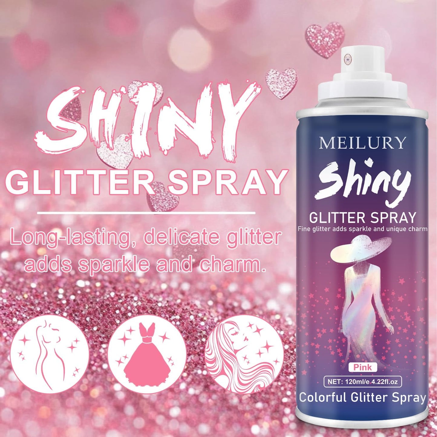 Halloween Hair and Body Glitter Spray, Holographic Glitter Highlighter Powder, Hairspray for Clothes, Face Body Shiny Glitter, Loose Shimmer Hairspray Festival Rave Prom Accessories