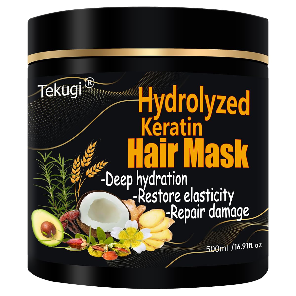 Hydrolyzed Keratin Hair Mask | Pure Plant Keratin Treatment at Home | Deep Moisture Repair Deep Conditioning for Dry, Damaged, Curly, Oily, Frizzy Hair Protein Mask(15Fl Oz)