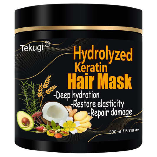 Hydrolyzed Keratin Hair Mask | Pure Plant Keratin Treatment at Home | Deep Moisture Repair Deep Conditioning for Dry, Damaged, Curly, Oily, Frizzy Hair Protein Mask(15Fl Oz)