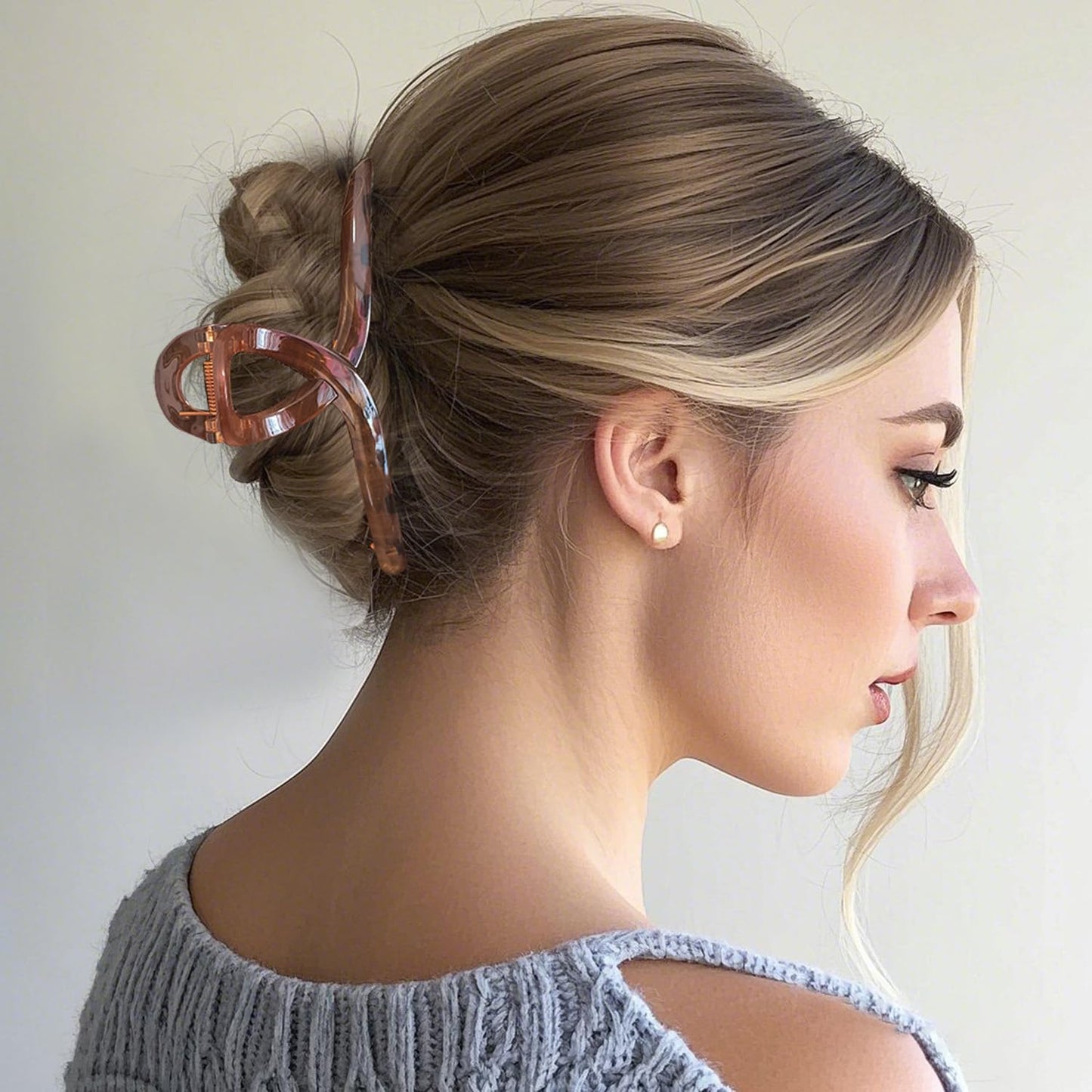 5 Inch Extra Large Claw Clips, 13 cm No Slip Jelly Jumbo No Slip XL Hair Clips for Thick Long Curly Hair, Big Hair Claw Clips, 5 Pack