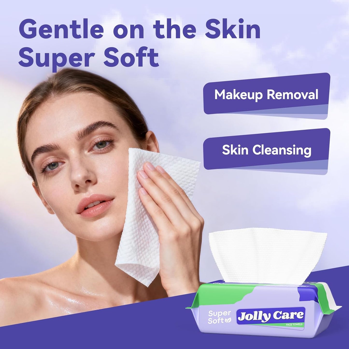 Face Towels Disposable, Face Towelette Disposable, Soft Disposable Face Towel for Makeup Remover, Thick Face Cloths for Women Cleansing, Skin Care, 7.8"×7.8", 80 Count (2 Pack)