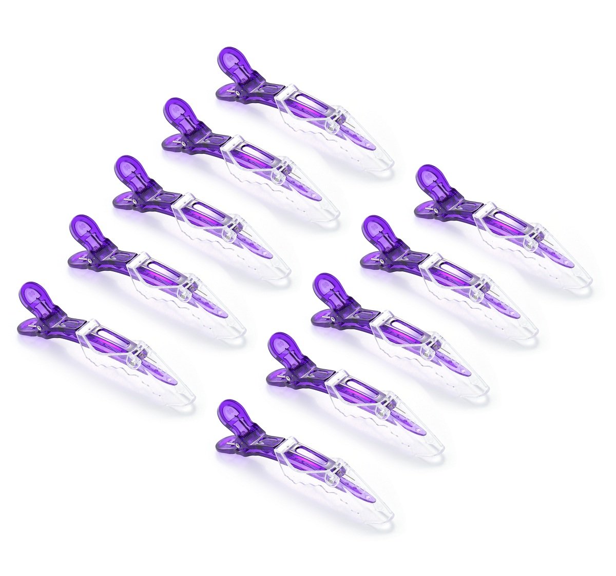 10pcs/set Multicolor Croc Alligator Clips - Transparent Plastic Hair Styling Sectioning Barrettes Professional Non Slip Salon DIY Accessories Hairpins (10pcs-Purple)