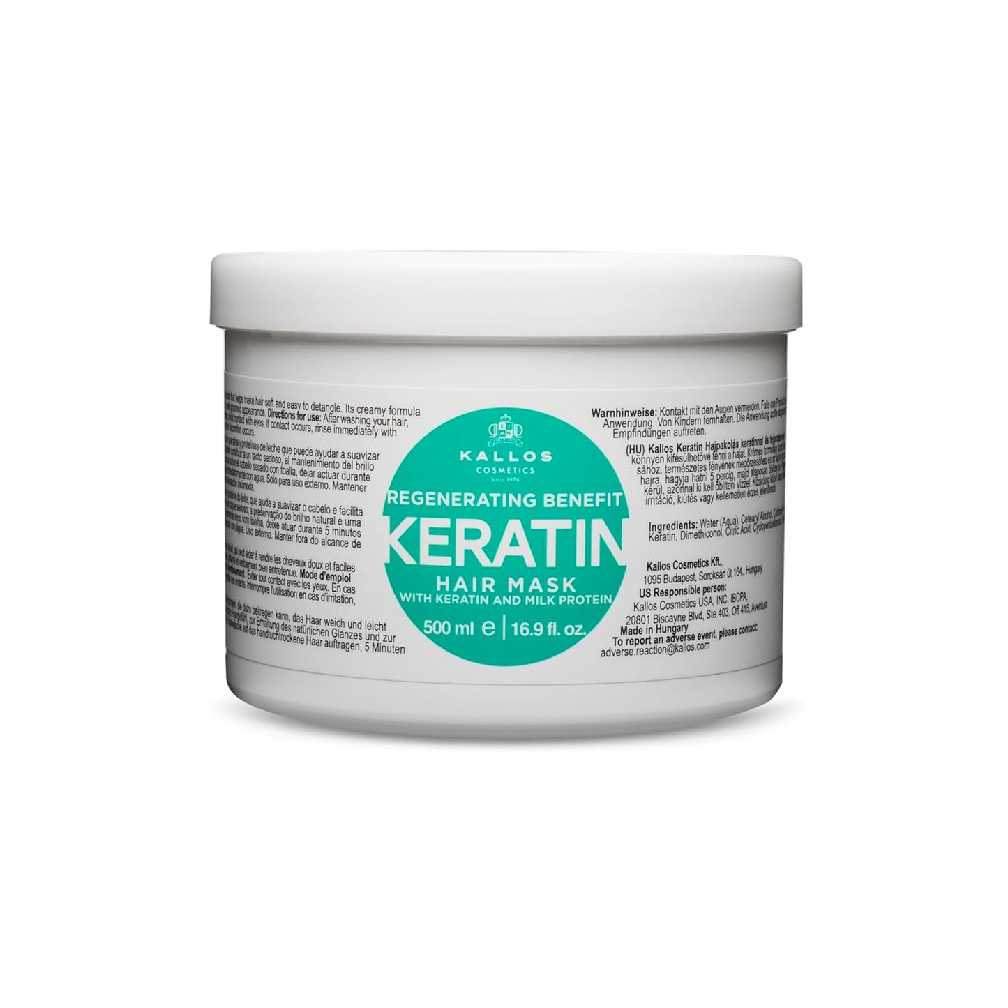 Kallos KJMN Keratin Regenerating Hair Mask with keratin and milk protein for dry, damaged and chemically treated hair 500 ml - 16,90 Fl Oz