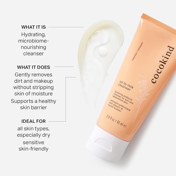 Cocokind Oil to Milk Face Wash, Based Cleanser and Makeup Remover - Cleansing, Cleansing Milk and Cream Cleanser for Face, 3 Pack