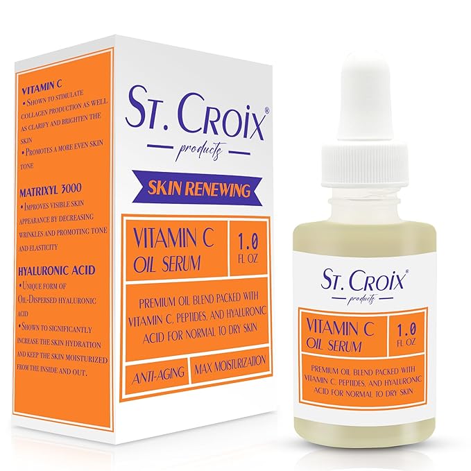 Vitamin C Brightening Facial Oil for Aging and Dry Skin with Matrixyl 3000 & Hyaluronic Acid