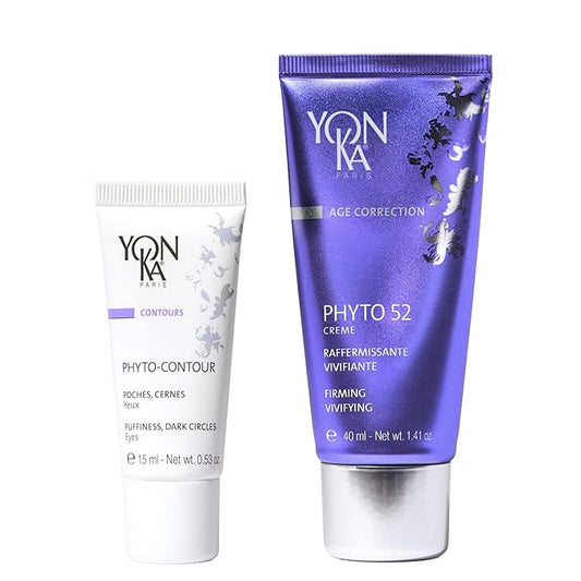 Yon-Ka Phyto-Contour, Phyto 52 Skin Firming Set, Under Eye Cream for Dark Circles, Facial Moisturizer and Night Cream to Tighten Skin and Reduce the Look of Pores