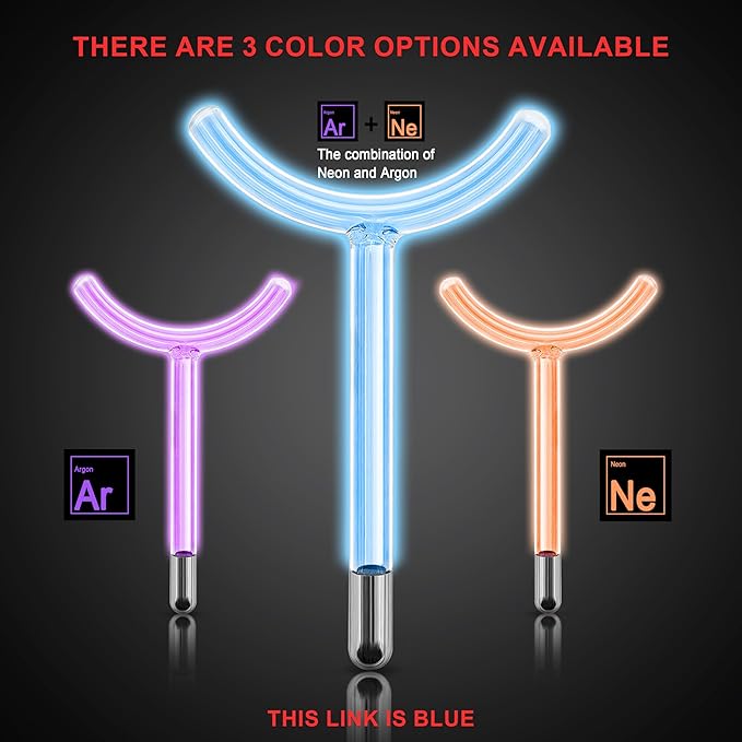 Electrode Wand Glass Tube Handheld Spare Parts for Hi Frequency Instrument Elitzia ETHB01 (Blue Y Shape)