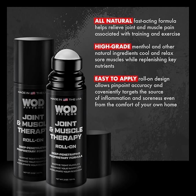 WODFitters Joint & Muscle Therapy Roll On - 3 oz - Premium Recovery Formula for HIPS Knees Hands Feet (3 oz)
