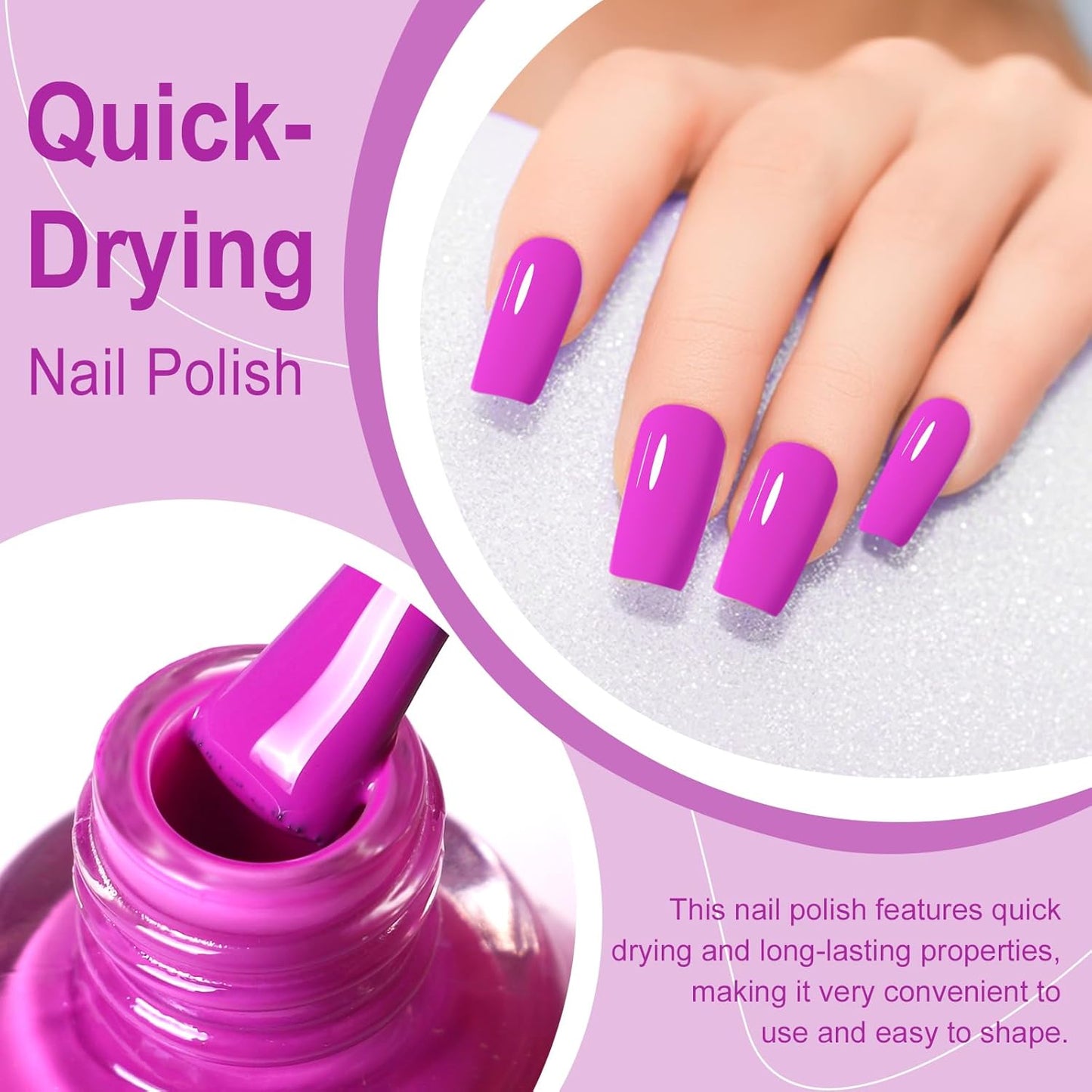 Major Dijit Magenta Purple Quick Dry Regular Nail Polish - Nail Art Lacquer, 0.41 Fl Oz