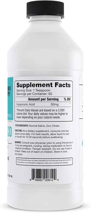 Hyalogic Professionals Series - Hyaluronic Acid Supplement for Whole Body Hydration - 100 mg Ingestible HA Liquid Supplement; Odorless, Tasteless & Preservative Free for Skin & Eyes - 10 oz