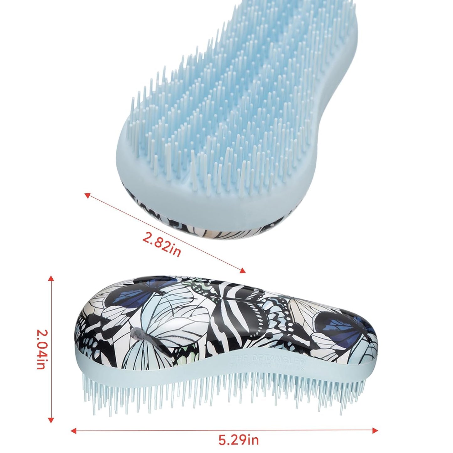 Hand Grip Brush, Gentle Detangling, Detangler Hair Brush for All Hair Types. For use on Wet or Dry Hair (Blue Butterfly)