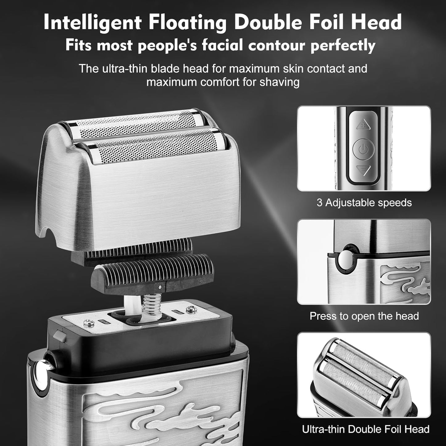 Professional Hair Clippers for Men,Hair Clippers+T-Blade Trimmer+Electric Shaver+Nose Hair Trimmer Set,4 in 1 Cordless Barber Hair Cutting Kit LCD Display Gifts (Gray)