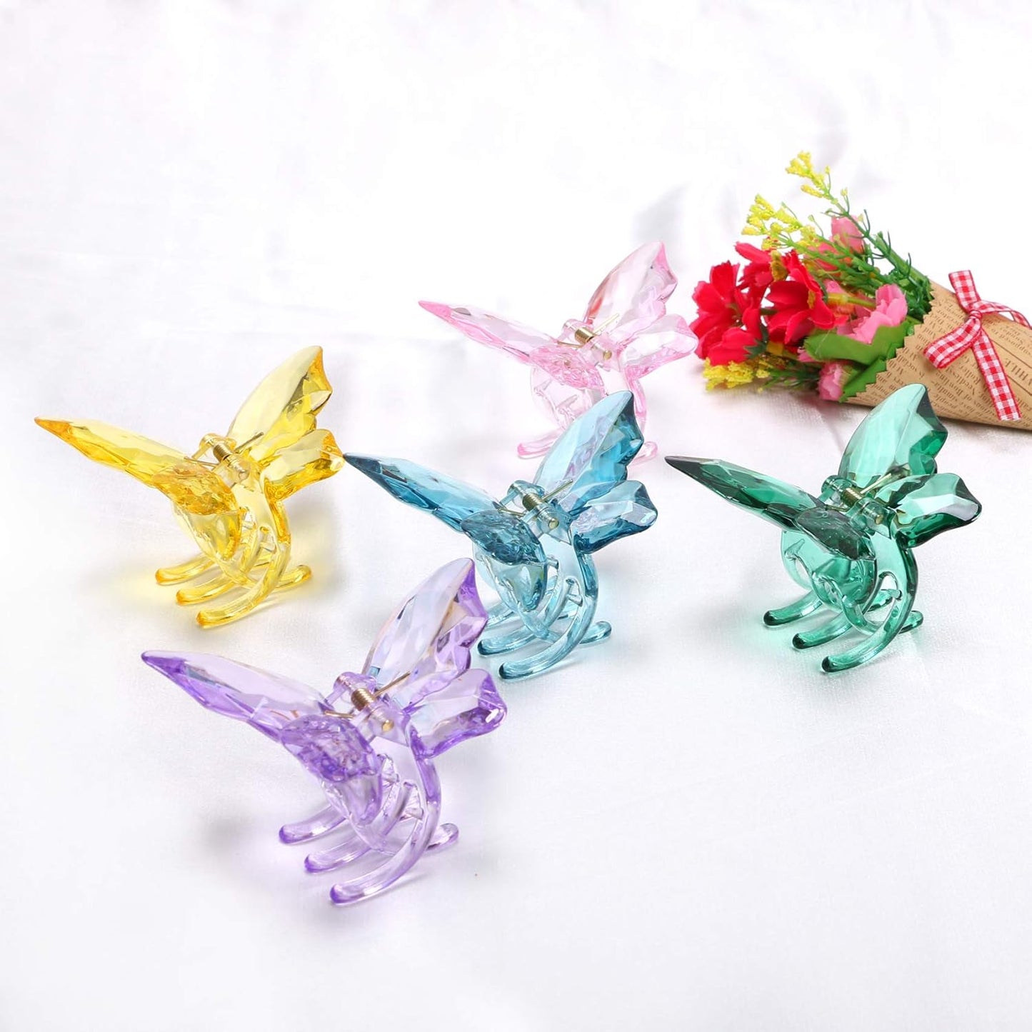 NAISIER Hair Claw Clips Jaw Clips 3.3 inch Girls Clear Butterfly Hair Clips, Beautiful Butterfly Hair Clips Hair Accessories for Girls and Women.(Large sized,5 pack)
