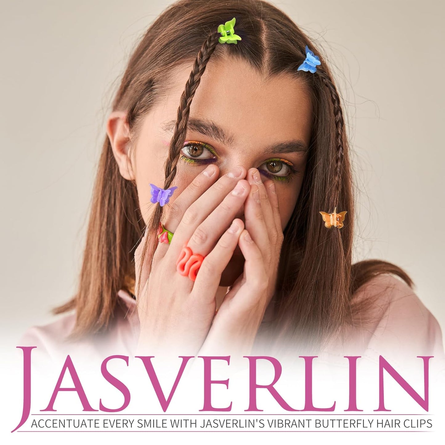 Mini Butterfly Hair Clips, Tiny Plastic 90s Claw Hairclip for Women Girl Accessories 8 Assorted Colors 50 pcs (Pastel Paradise)