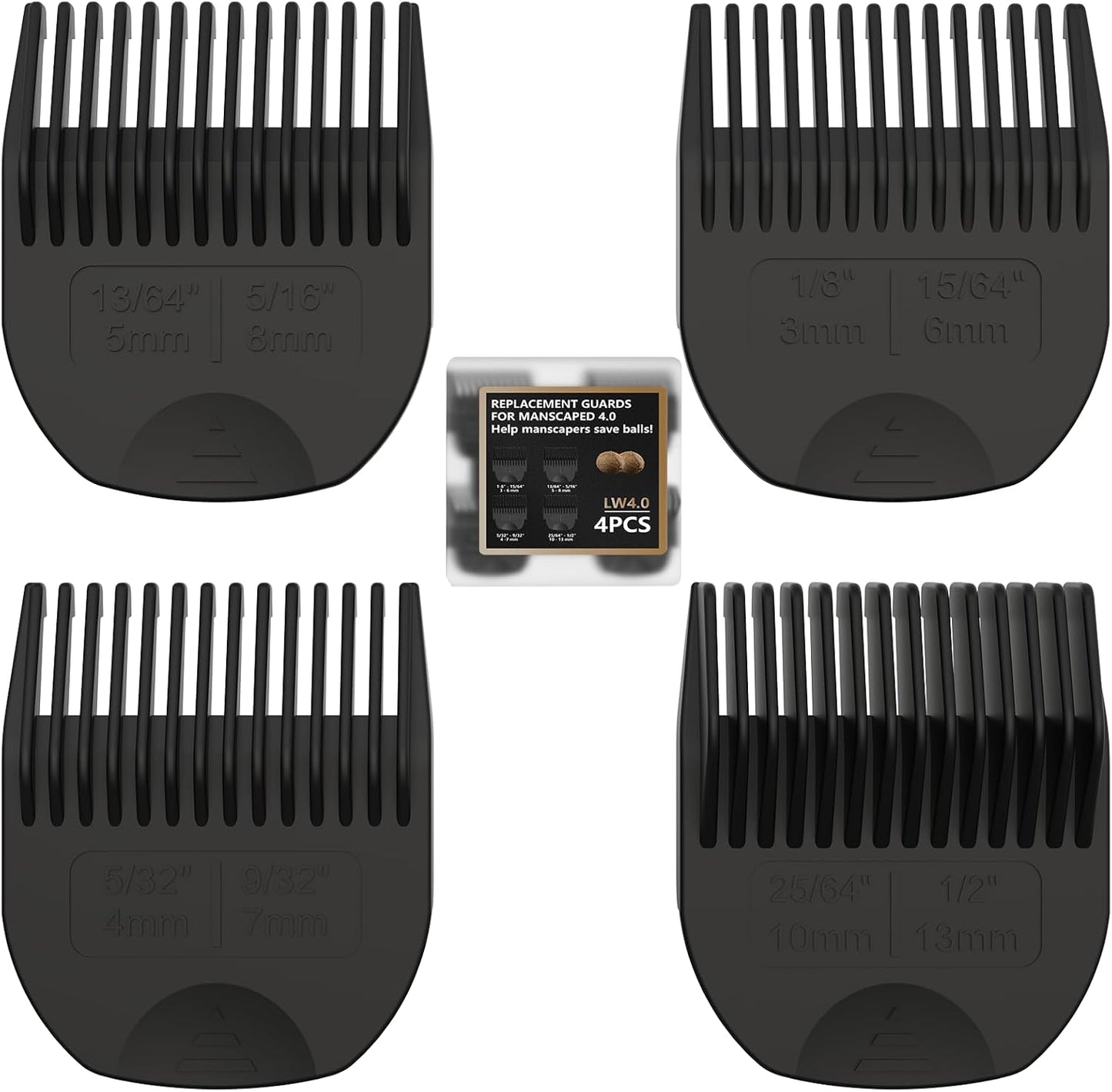 Guards for Manscaped 4.0 - Skin-Safe Trimmer Attachments, Precision Fit Cutting Guides Comb Replacement (4-Pack)