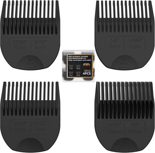 Guards for Manscaped 4.0 - Skin-Safe Trimmer Attachments, Precision Fit Cutting Guides Comb Replacement (4-Pack)