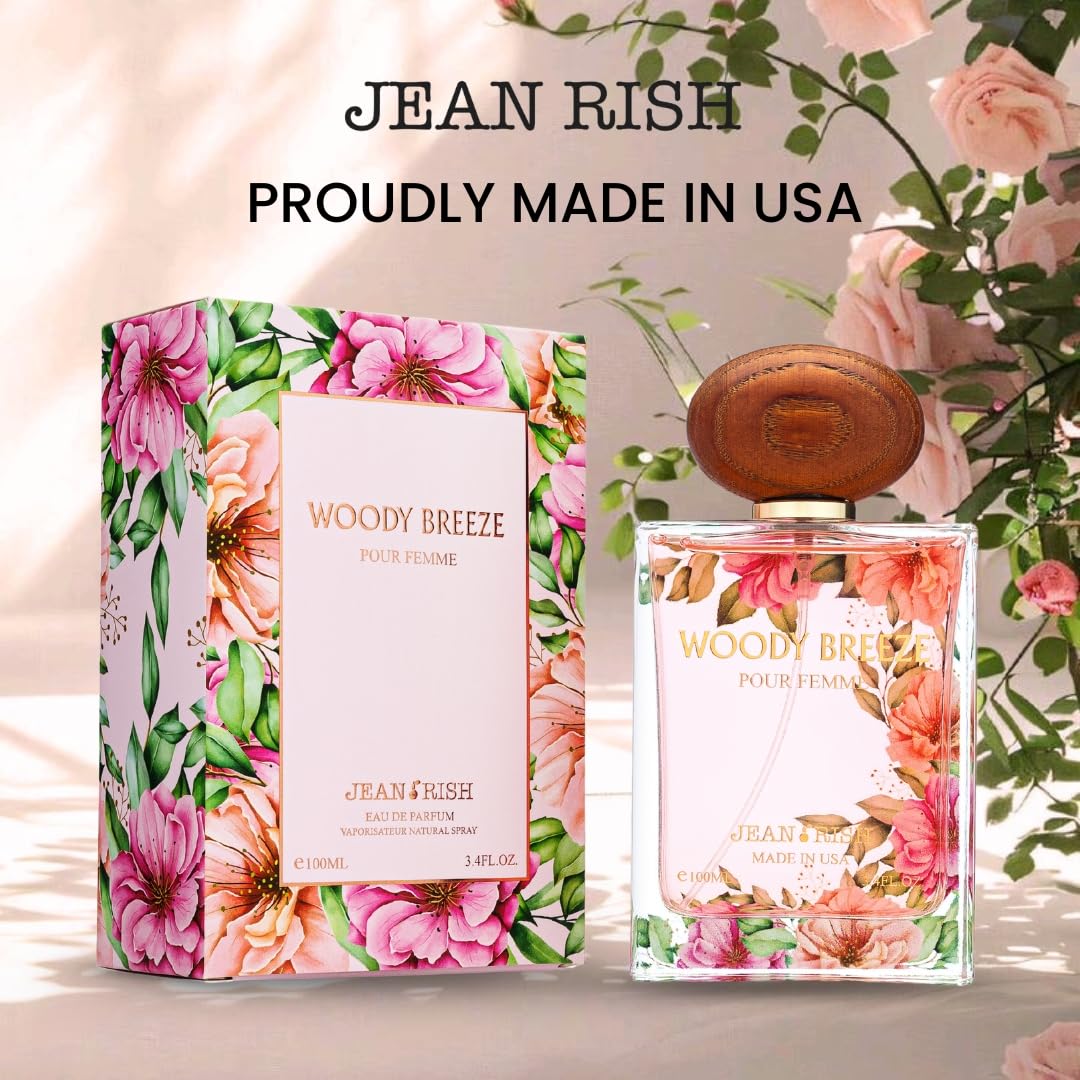 Jean Rish Woody Breeze Eau De Parfum - Perfume for Women (3.4 Fl Oz / 100ml) with Pear, Jasmine & Vanilla Notes - Long Lasting and Luxury Fragrance, Made in USA