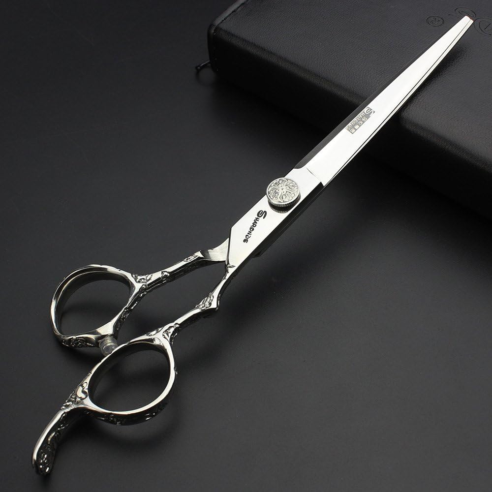 6/7-Inch Professional Hair Scissors Haircut Rose Pattern Hair Scissors Styling Tools Japanese Stainless Steel Scissor Set (7-in cutting scissors)
