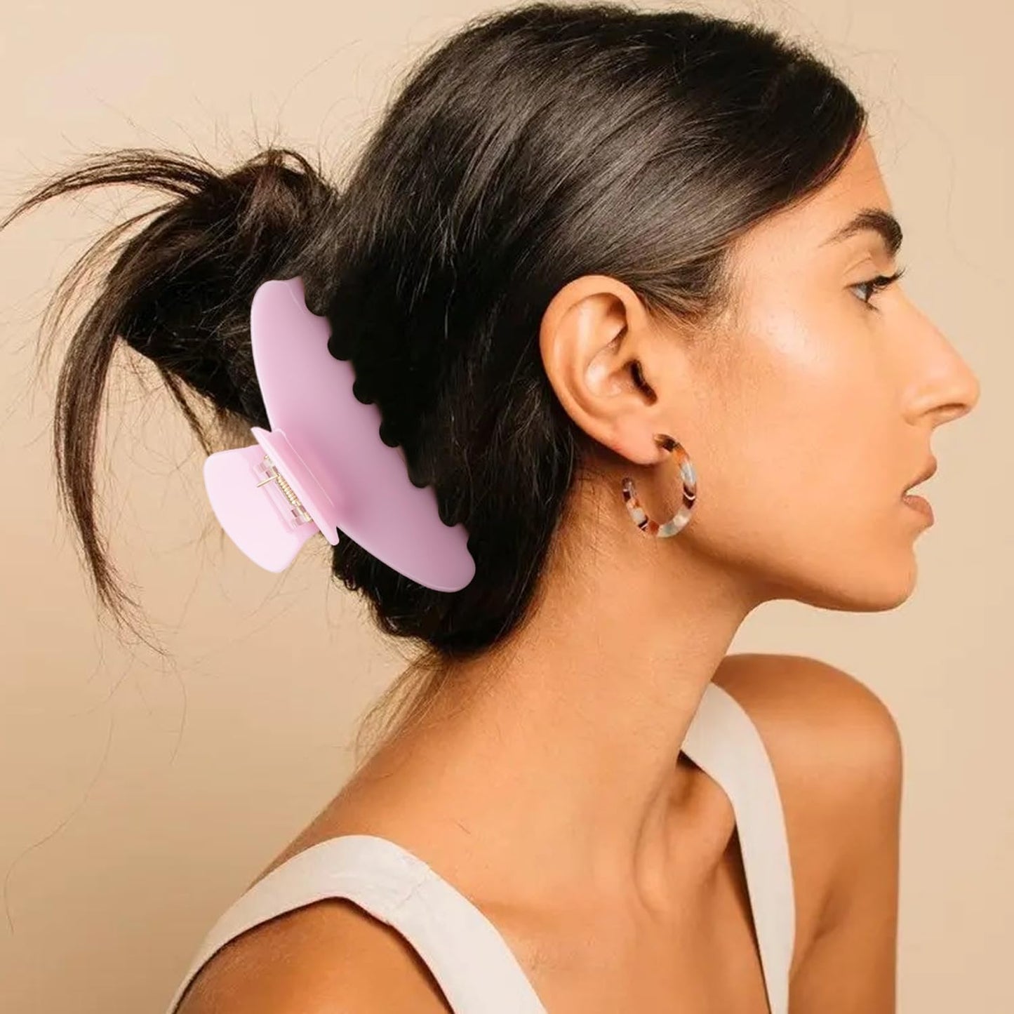 MAORULU Cute Claw Clip for Women – 4'' Large Acetate Hair Clips for Thick Thin Curly Long Hair, Durable Hair Clamps Non-slip Y2K Jaw Clip, Strong Hold, Stylish French Design (Jelly Pink)