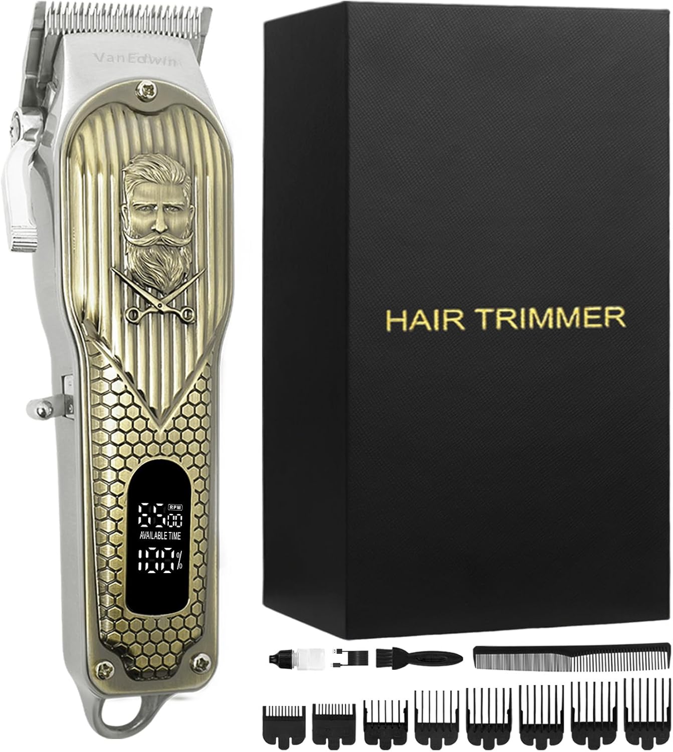 VanEdwin Heavy Duty Professional Hair Clippers for Men, Premium Feel, Texture & Grip, Cordless Mens Hair Clippers for Barbers, Quiet Hair Trimmer for Men & Kids, Clippers for Hair Cutting