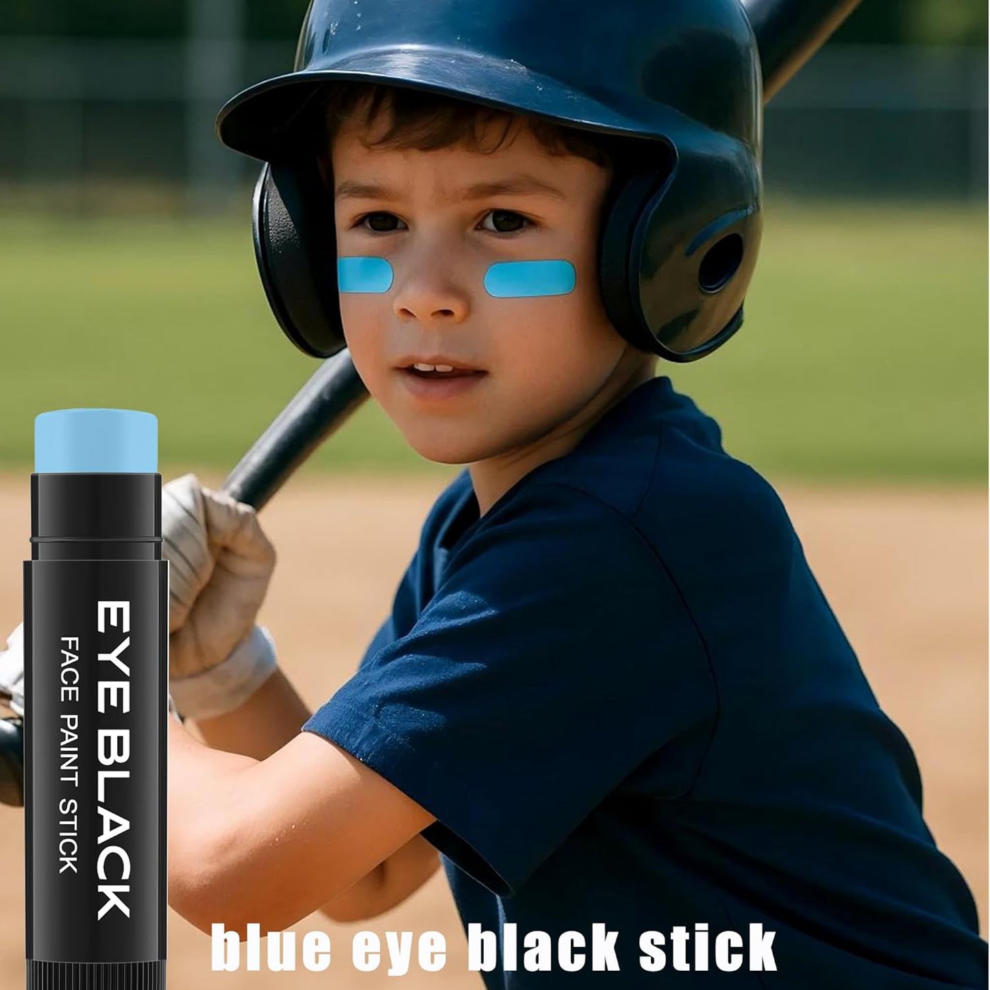 Light Blue Eye Black Stick, 3pcs Anti-Glare Under Eye Sports Grease Stick for Baseball Softball Soccer Lacrosse Hockey Athletes Sports Training, Water-Proof Eye Black Stick for Athletes