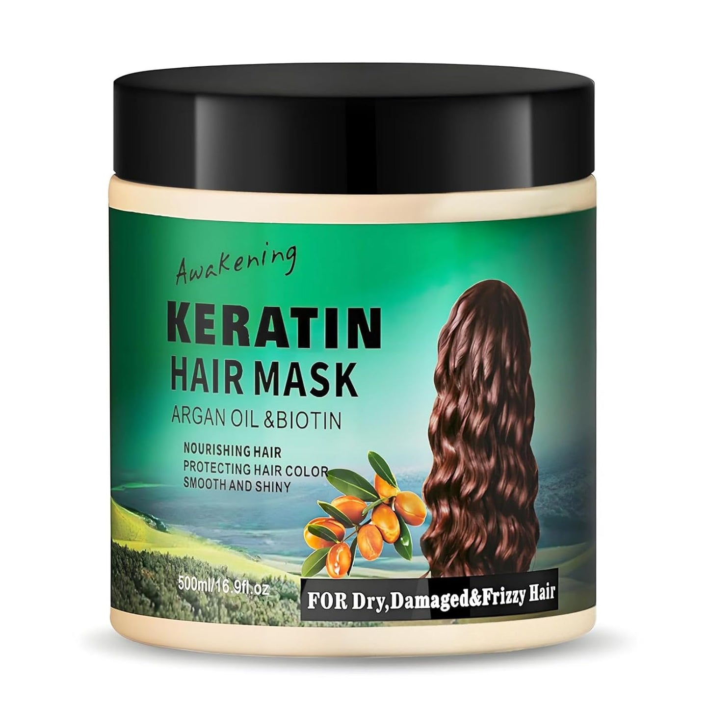 Hair Mask Deep Treatment Conditioner Collagen Protein Argan Oil Biotin Repair For Dry Damaged Frizzy Curly All Hair Types(16.9 Fl Oz/500ml) (keratin)
