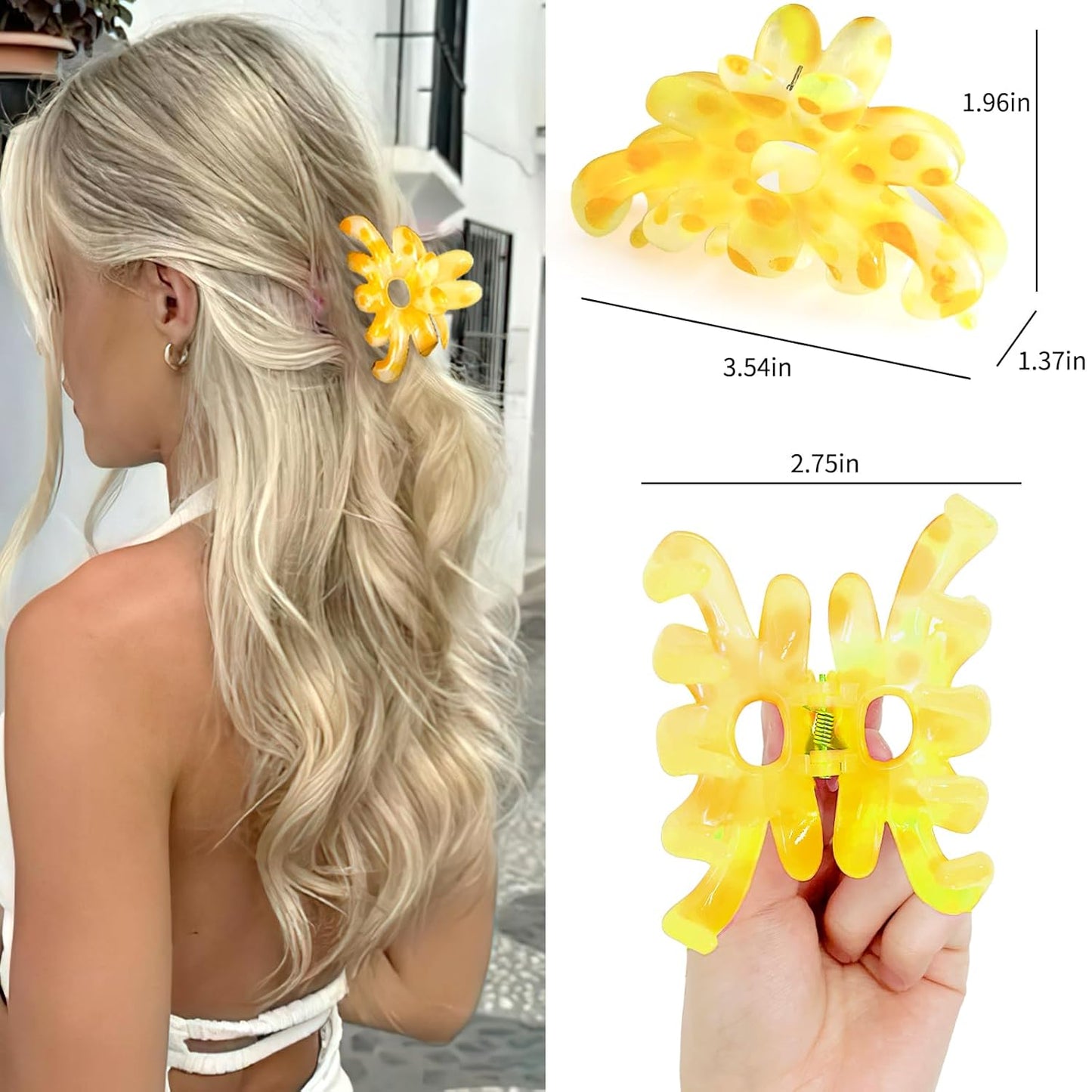 6PCS Hair Claw Clips for Women,Strong Hold Medium Claw Clips for Thick and Thin Hair,Nonslip Hair Accessories for Girls,Summer Beach Vacation Essentials (showy)