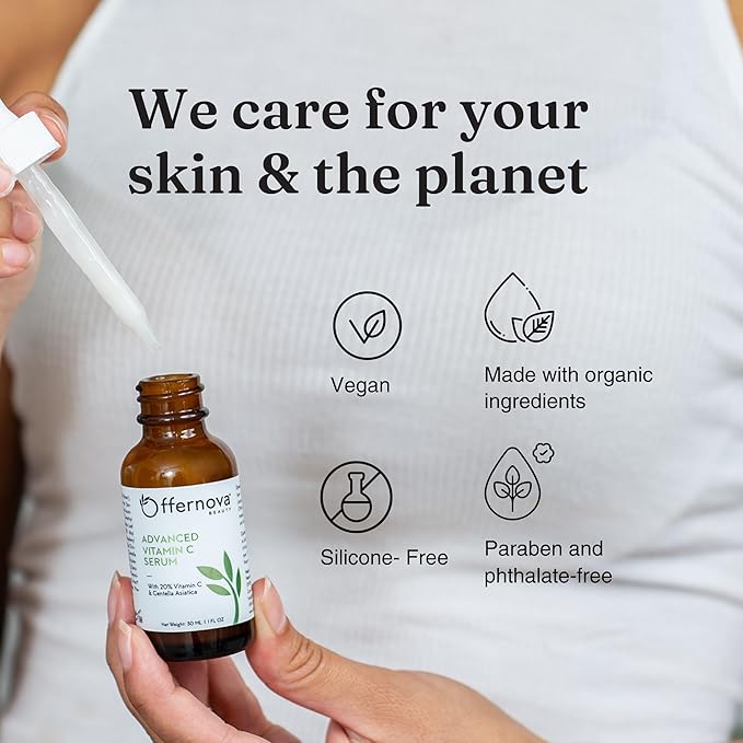 Organic Vitamin C Serum - 20% Vit C and Hyaluronic Acid Anti Aging Serum for Face, Eyes and Neck. Enhanced Absorption Dark Spot Corrector for Youthful Looking Skin, 1 oz