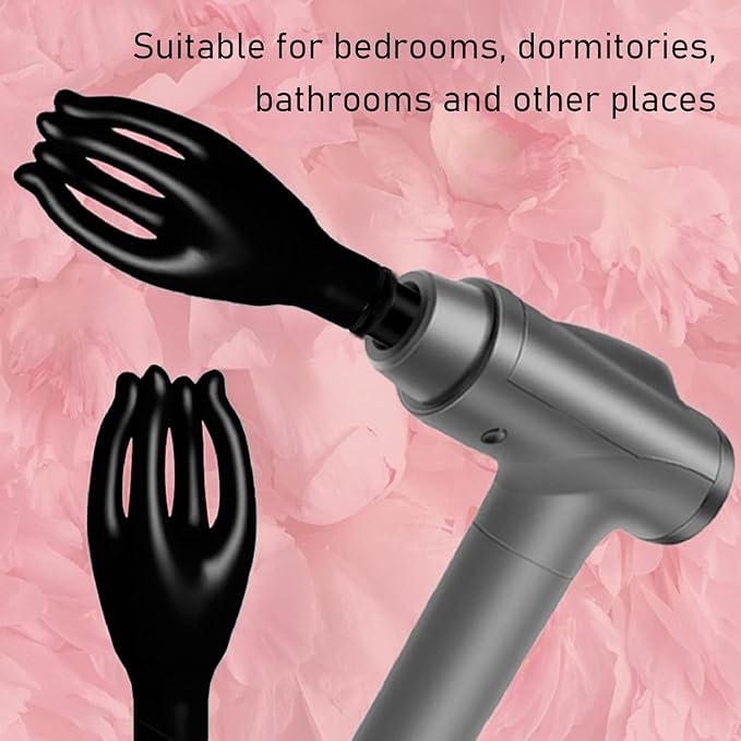 Fascia Massage Gun Head, Replaceable Head 4 Fingers Artifical Hand Silicone Fascia Adult Machines Attachments, Black Caliber 0.71‑0.75in