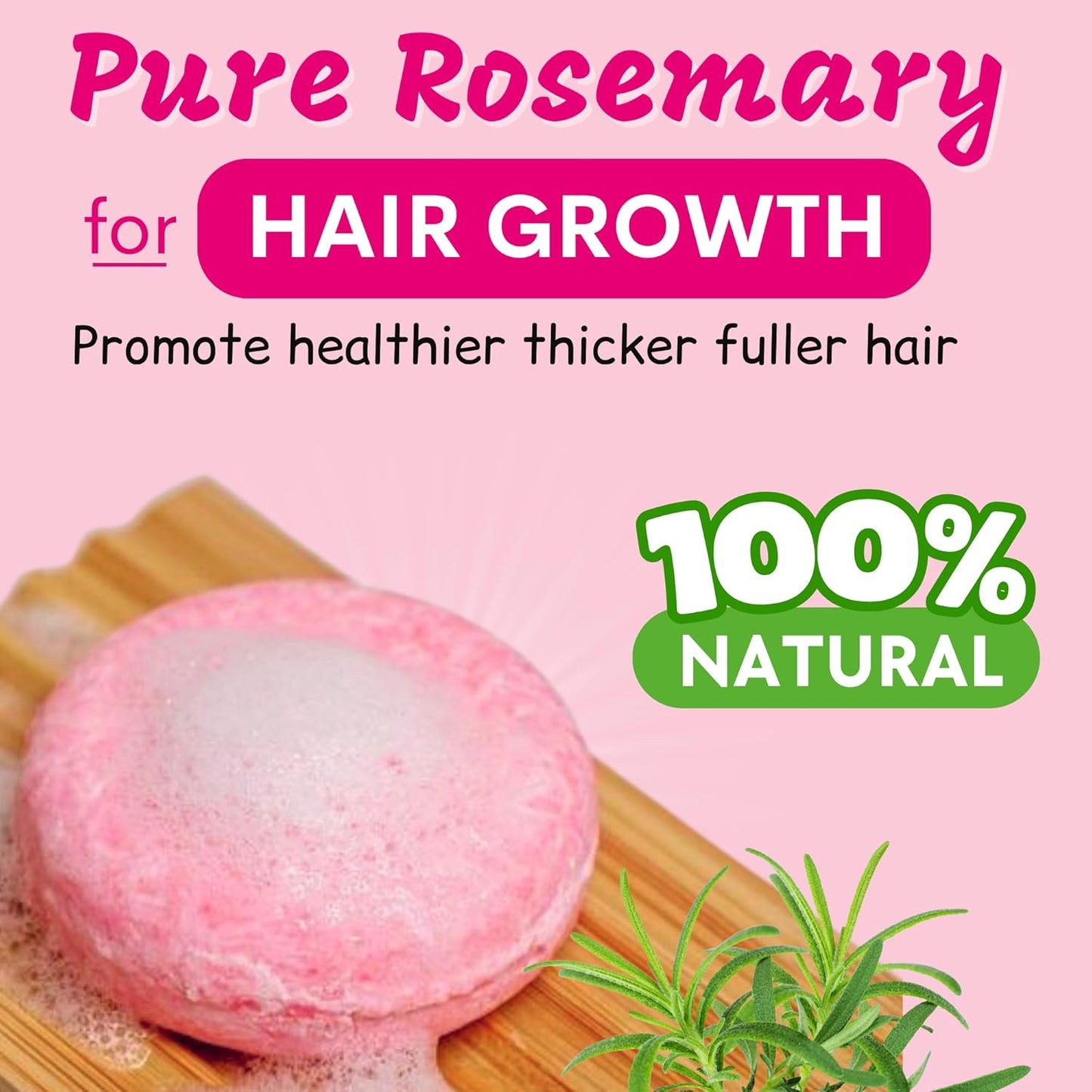 Muun Rosemary Shampoo Bars For Hair Growth & Regrowth; Anti Hair Loss; Volumeious, Thickening Hair; Scalp Enhancer; pH Balanced; Sulfate Free & Silicone Free - Pack 1