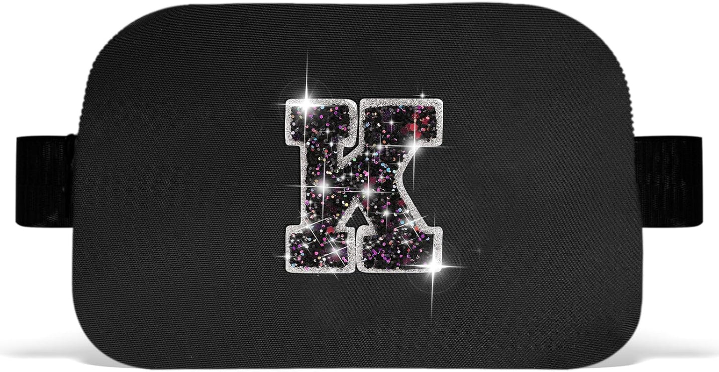 Girl Stuff - Teen Girl Gifts Trendy Stuff,Cross Body Bag for Girls Belt Bag for Women - Fanny Pack for Kids Teen,Crossbody Bag for Women Trendy Belt Bag Waist Packs | Black,Initial K