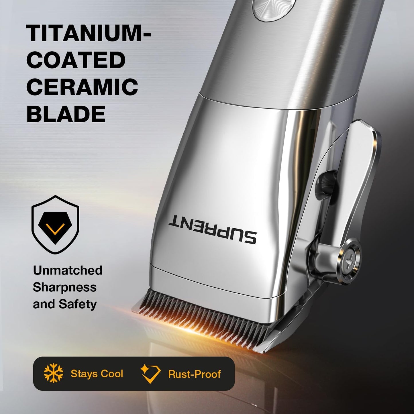 SUPRENT Low Noise Hair Clippers for Men Easy-Clean Waterproof Clippers, Cordless Clippers & Trimmers Set for Family Grooming