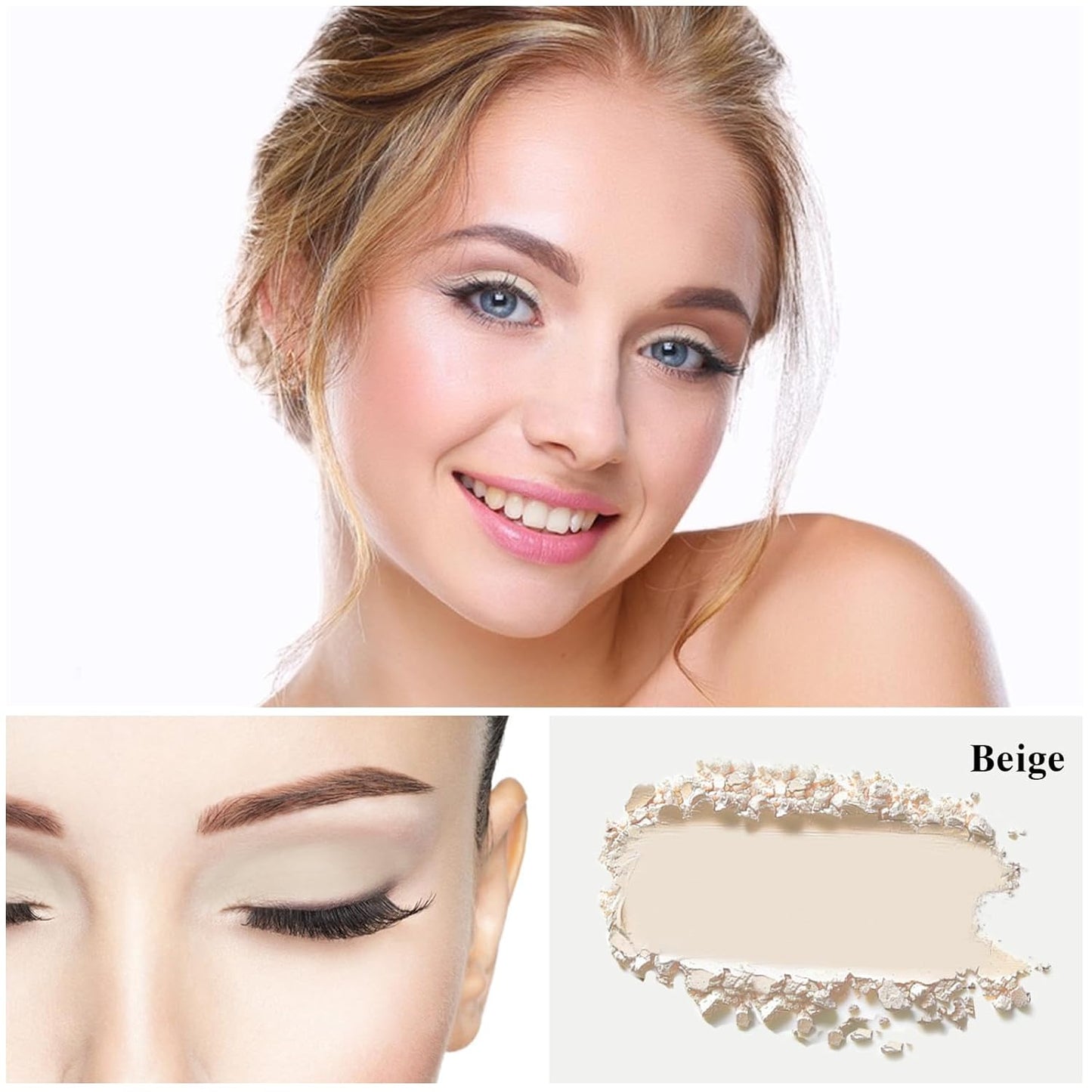 MEICOLY Off White Single Eyeshadow with Mirror,Beige Matte Eye Shadow for Halloween Makeup,Pressed Powder Eyeshadow,Matte Shade Eyelid Color Eye Makeup,High Pigment,Long Wear,Waterproof