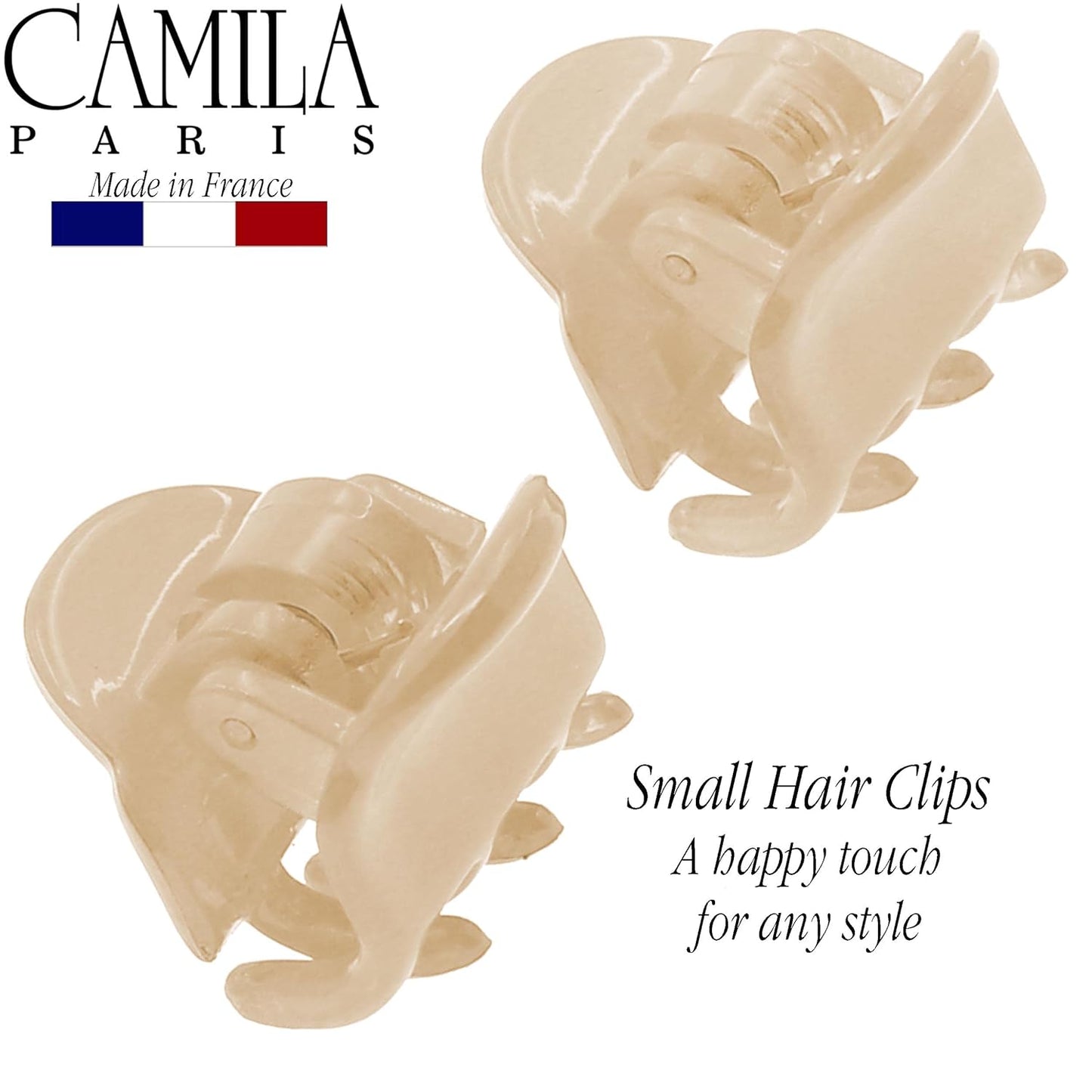 Camila Paris CP3290 French Hair Clip for Women, Set of 2 Small Nude Girls Hair Claw Clips Fashion Durable Hair Accessories for Women, Luxury Ladies Strong Hold No Slip Grip Clamp, Made in France