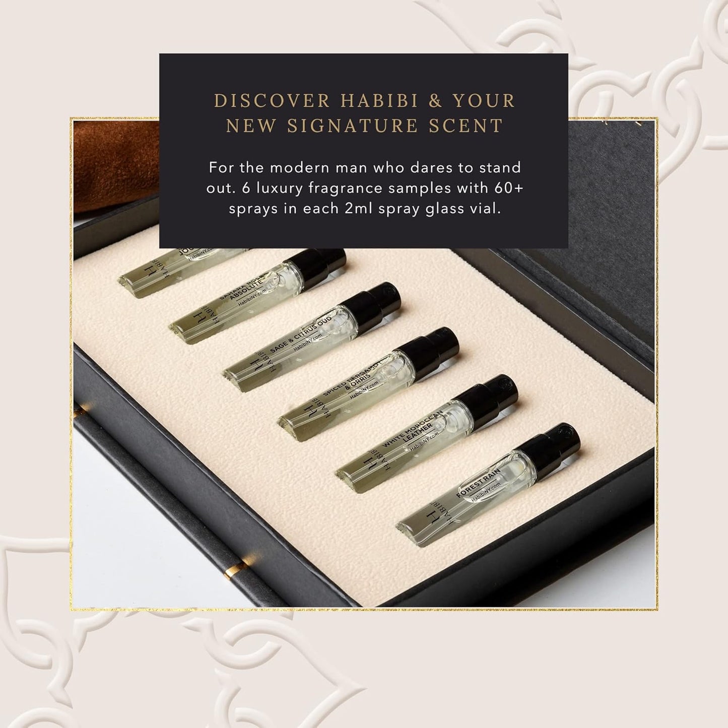 H HABIBI MEN SCENT (Men's Discovery Sample Set) - Luxury Men's Fragrances with Notes of Citrus, Leather, Spice & Oud - Fresh & Clean Perfume Samples for Any Occasion