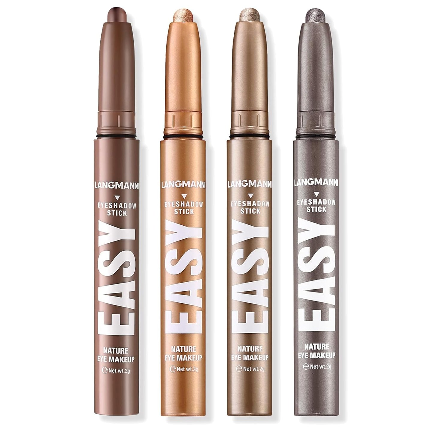 LANGMANNI Eyeshadow Stick,4 PCS Waterproof Multi-Color Eyeshadow Pen Set,Creamy Long-Lasting Eye Makeup Kit,Natural & Shimmer Shades Contour Stick,Gifts For Women (#6+10+11+21-4Colors)