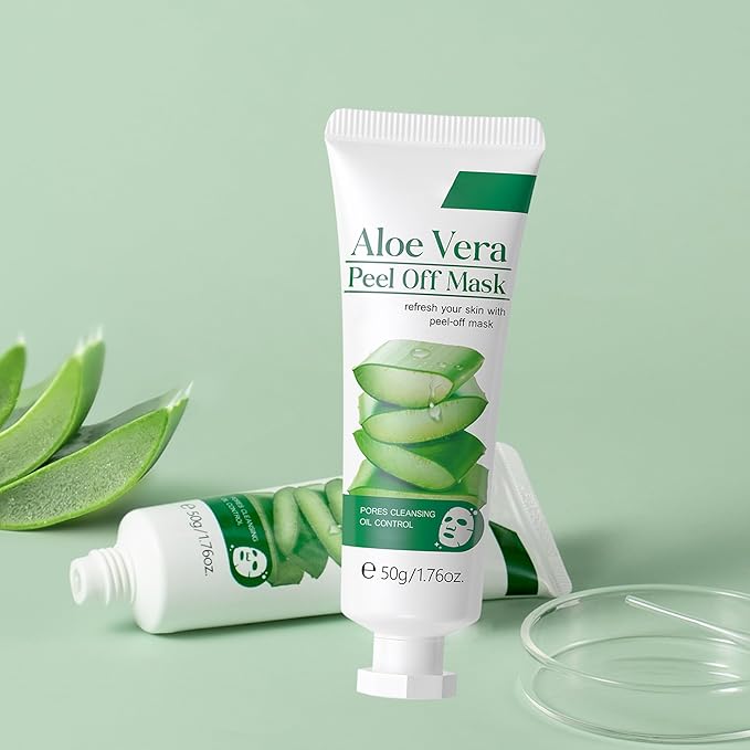 Aloe Vera Gel Peel Off Mask, Peel-Off Face Mask Gel - Natural Hydrating Aloe Vera Peel-Off Mask Long-lasting Moisturizing & Locks in Moisture for Dry, Oily & Sensitive Skin, 1.76Oz