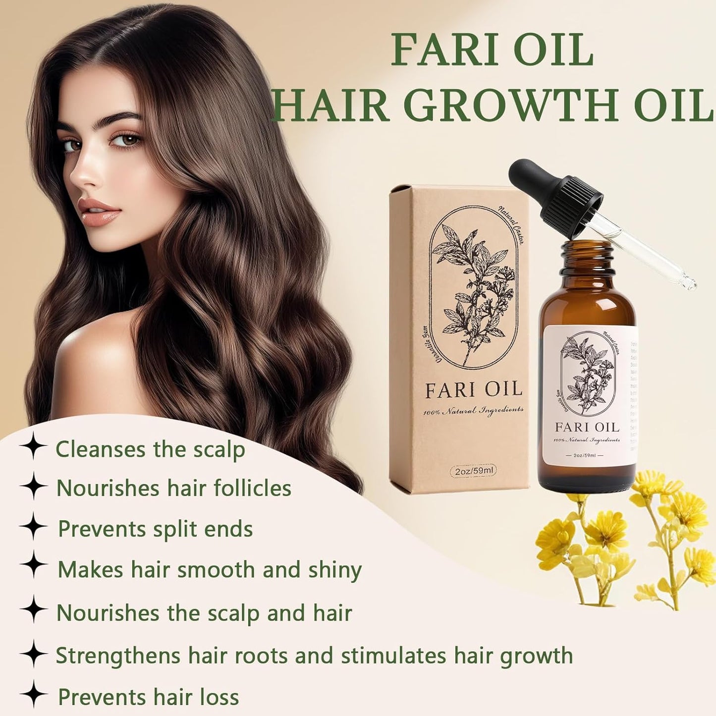 Hair Growth Oil, Botanical Scalp Oil Treatment, Plant-Based Formula Lightweight Daily Nourishment Non-greasy All Hair Types - 2 oz (2oz)