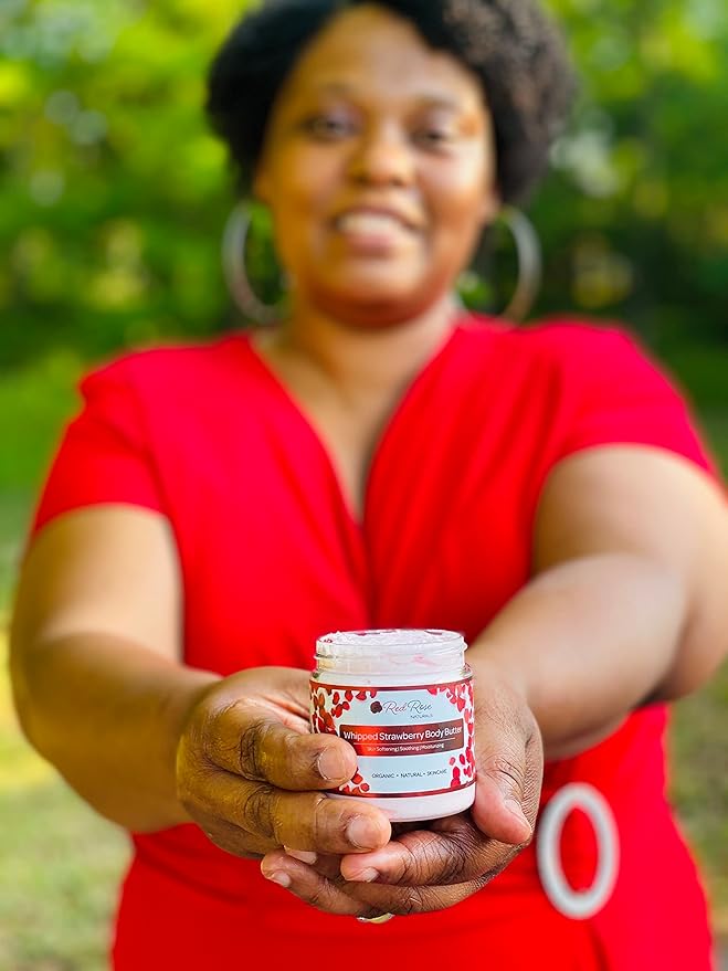 Whipped Strawberry Body Butter for Sensitive, Dry Skin, 8 Oz, Non-Greasy, Soft & Creamy, Moisturizing Shea Butter- Natural Skincare for All Skin – Vegan