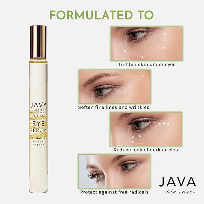 Antioxidant Rich Caffeine Eye Illuminating Serum, Organic Plant-Based Ingredients, Light Delicate Formula Quickly Absorbs Into Skin to Reduce Puffiness, Restore Elasticity, Moisturize