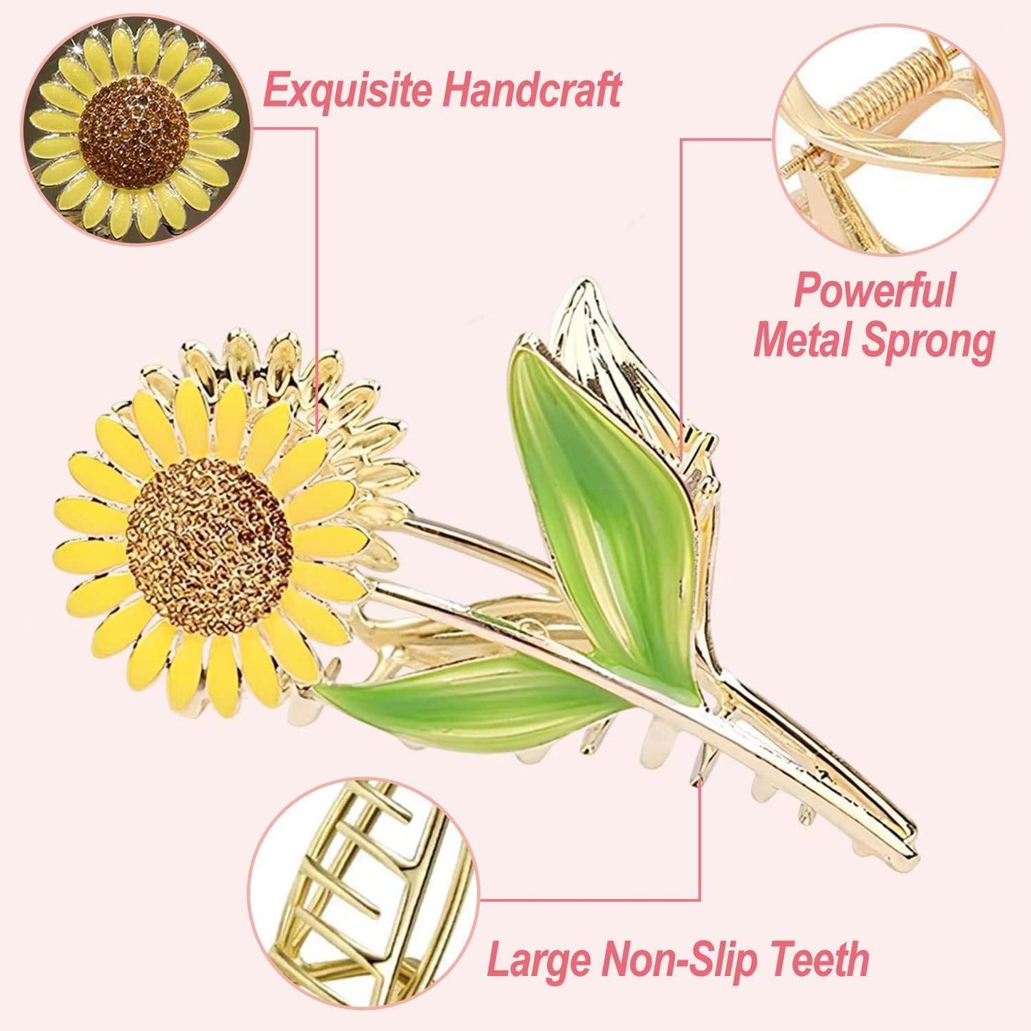 Flower Metal Hair Claw Clips 6 Pcs Cute Large Tulip Hair Claw NonSlip Hair Barrettes Strong Hold Hair Clamps Fashion Hair Accessories for Woman Girls with Long Thick Thin Curly Hair (D Style)