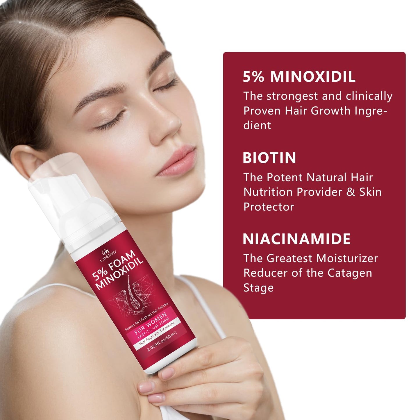 5% Minoxidil Hair Growth Foam - Men and Women Suitable for Hair Thinning Receding Hairline and Hair Loss to Hair Regrowth Get Thicker Fuller Hair for Women and Men