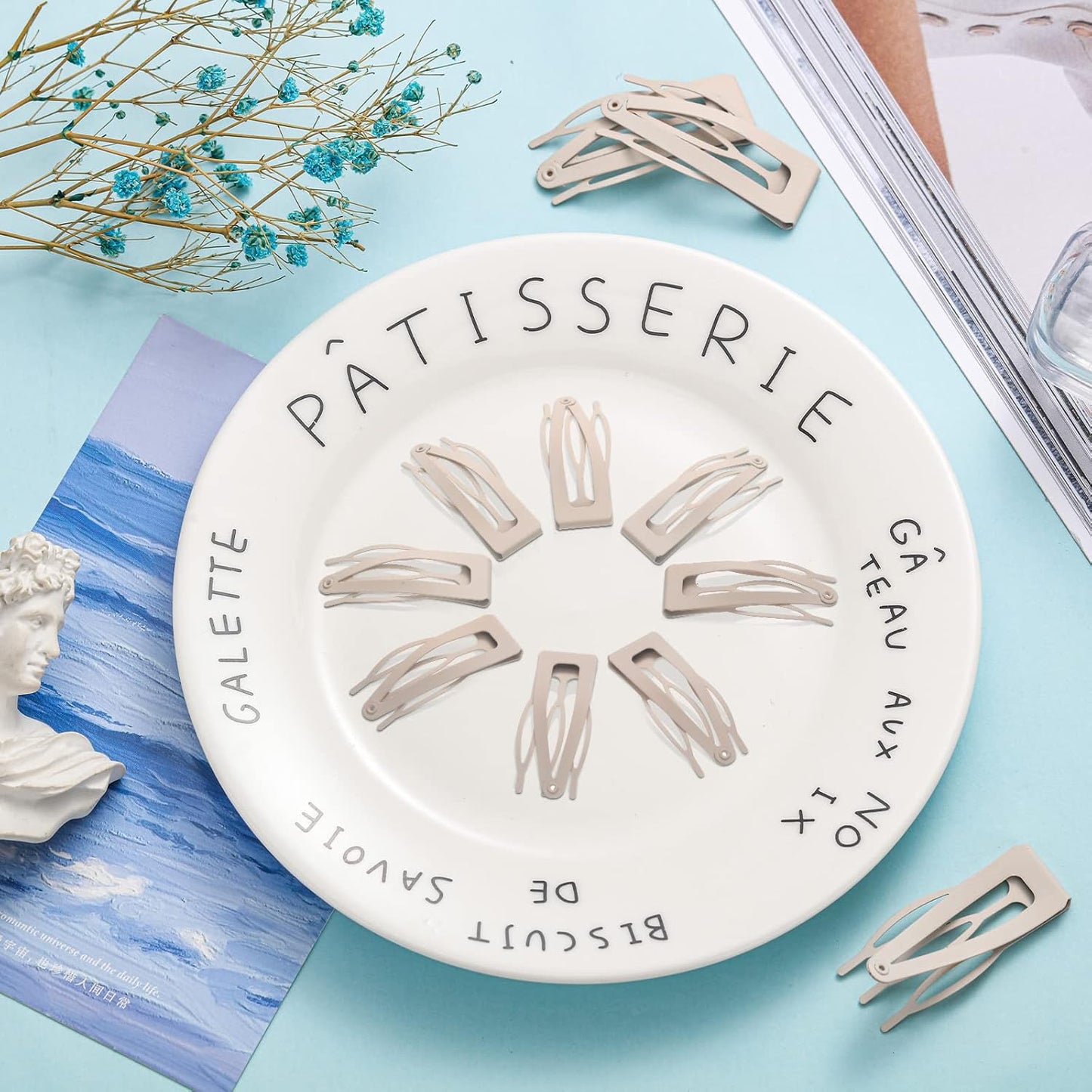 Chinco 24 Pcs Double Grip Hair Clips Metal Snap Clips Women Barrettes for Hair Making, Salon Supplies(Beige,2 Inch)